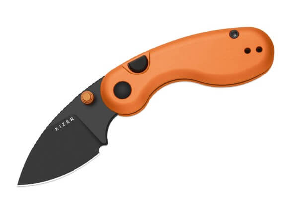 Taschenmesser, Orange, Daumenpin, Button Lock, 14C28N, Aluminium