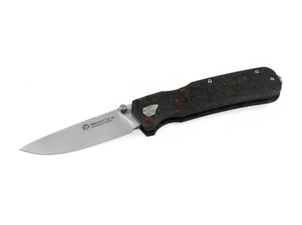 Taschenmesser, Orange, Daumenpin, Backlock, MagnaCut, Kohlefaser