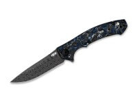 Taschenmesser, Blau, Flipper, Framelock, Damast, Titan Taschenmesser, Blau, Flipper, Framelock, Damast, Titan