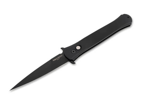 Taschenmesser, Schwarz, Druckknopf, Button Lock, 154CM, Aluminium