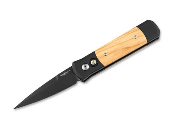 Taschenmesser, Braun, Druckknopf, Druckknopf, 154CM, Olivenholz