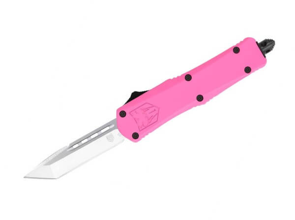 Taschenmesser, Pink, Druckknopf, OTF, D2, Aluminium
