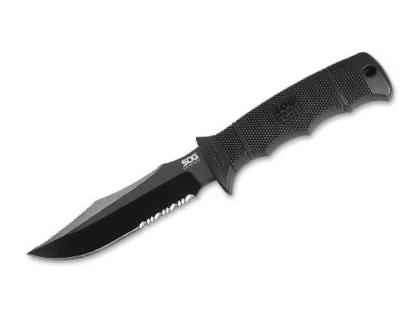 Feststehendes Messer, Schwarz, Feststehend, AUS-8, Plastisches Elastomer