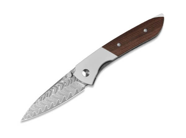 Taschenmesser, Braun, Daumenpin, Linerlock, Damast, Aluminium