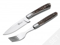 Steakmesser, Braun, Feststehend, Hirschhorn Steakmesser, Braun, Feststehend, Hirschhorn