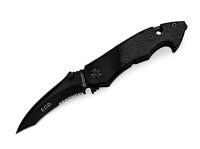 Taschenmesser, Schwarz, Daumenpin, Linerlock, N690, Aluminium Taschenmesser, Schwarz, Daumenpin, Linerlock, N690, Aluminium