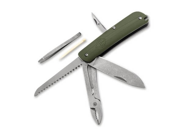 Taschenmesser, Grün, Nagelhau, Slipjoint, Sandvik 12C27, G10