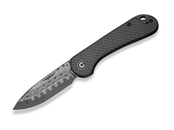 Taschenmesser, Schwarz, Nagelhau, Slipjoint, Damast, Kohlefaser