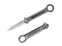 Taschenmesser, Grau, Flipper, Framelock, M390, Titan Taschenmesser, Grau, Flipper, Framelock, M390, Titan