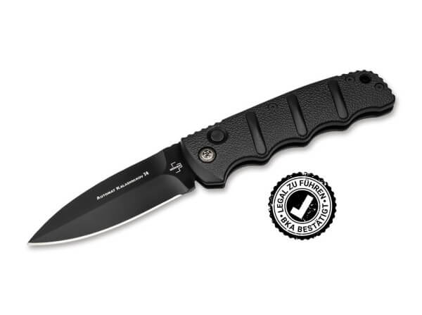 Taschenmesser, Schwarz, Druckknopf, Slipjoint, D2, Aluminium