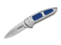 Taschenmesser, Silber, Druckknopf, Druckknopf, N690, Plastisches Elastomer Taschenmesser, Silber, Druckknopf, Druckknopf, N690, Plastisches Elastomer