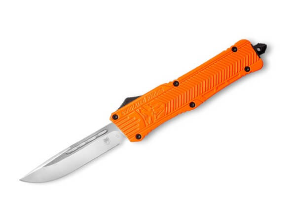 Taschenmesser, Orange, Druckknopf, OTF, D2, Aluminium