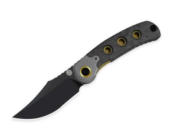 Taschenmesser, Schwarz, Daumenpin, Linerlock, M390, Titan