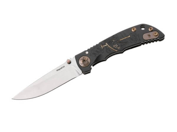 Taschenmesser, Schwarz, Daumenpin, Framelock, MagnaCut, Titan