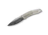 Taschenmesser, Silber, Flipper, Linerlock, Damast, Titan Taschenmesser, Silber, Flipper, Linerlock, Damast, Titan