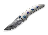 Taschenmesser, Grau, Daumenpin, Framelock, Damast, Titan Taschenmesser, Grau, Daumenpin, Framelock, Damast, Titan