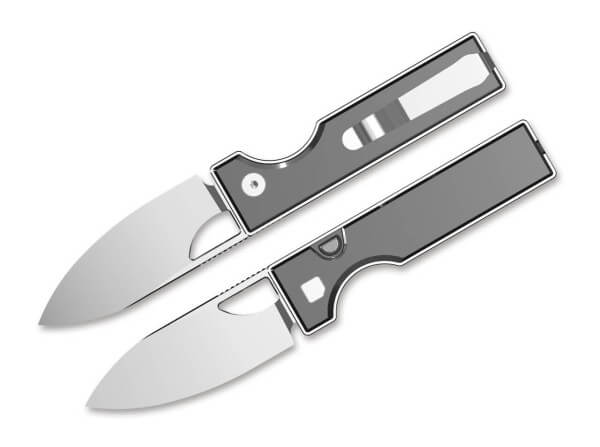 Taschenmesser, Grau, Daumenöffnung, Button Lock, AEB-L, Aluminium