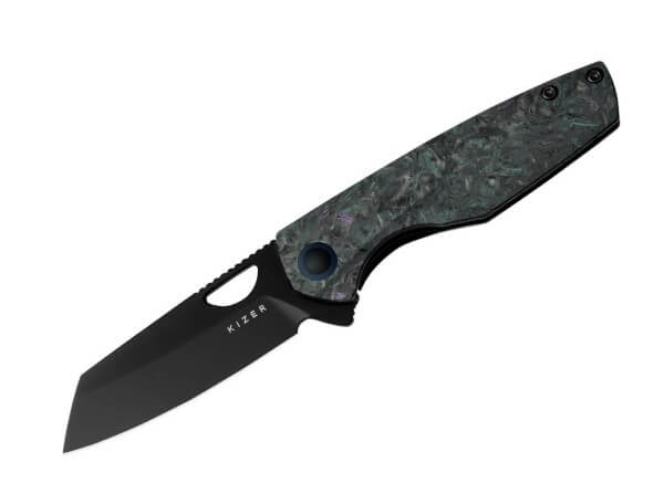 Taschenmesser, Schwarz, Daumenöffnung, Framelock, CPM-20CV, Kohlefaser