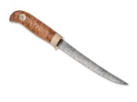 Feststehendes Messer, Braun, Damast, Maserbirkenholz Feststehendes Messer, Braun, Damast, Maserbirkenholz