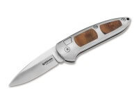 Taschenmesser, Silber, Druckknopf, Druckknopf, N690, Thujaholz Taschenmesser, Silber, Druckknopf, Druckknopf, N690, Thujaholz