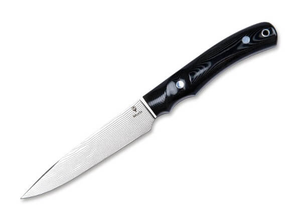 Feststehendes Messer, Schwarz, Damast, Micarta
