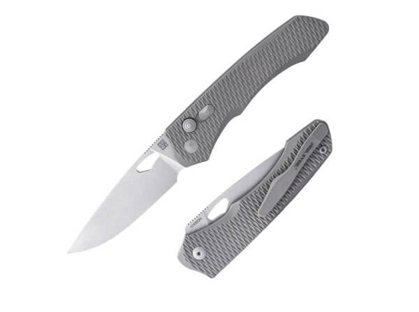 Taschenmesser, Grau, Daumenöffnung, Button Lock, Vanax, Titan