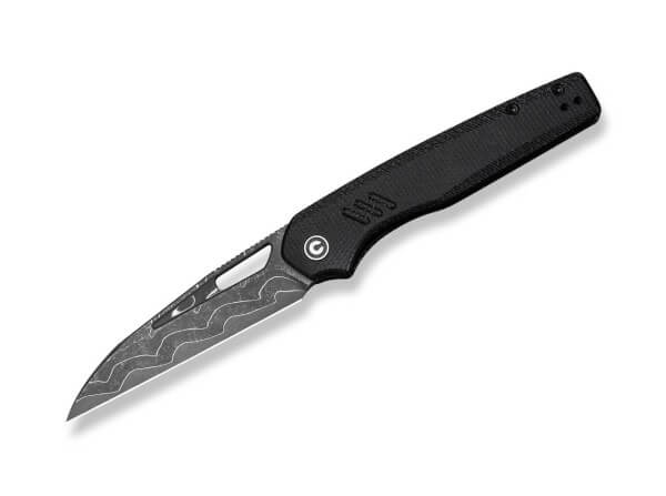 Taschenmesser, Schwarz, Flipper, Linerlock, Damast, Micarta