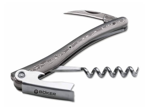 Kellnermesser, Grau, Slipjoint, Damast, Damast