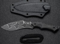 Feststehendes Messer, Schwarz, Damast, Micarta Feststehendes Messer, Schwarz, Damast, Micarta