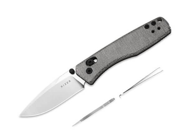 Taschenmesser, Schwarz, Daumenpin, Clutch Lock, AEB-L, Micarta