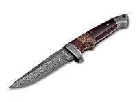 Feststehendes Messer, Braun, Damast, Amboinaholz Feststehendes Messer, Braun, Damast, Amboinaholz