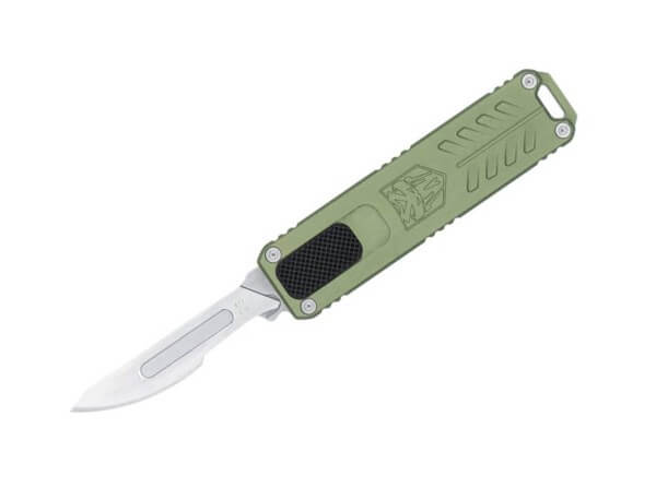 Taschenmesser, Grün, Druckknopf, OTF, Edelstahl, Aluminium