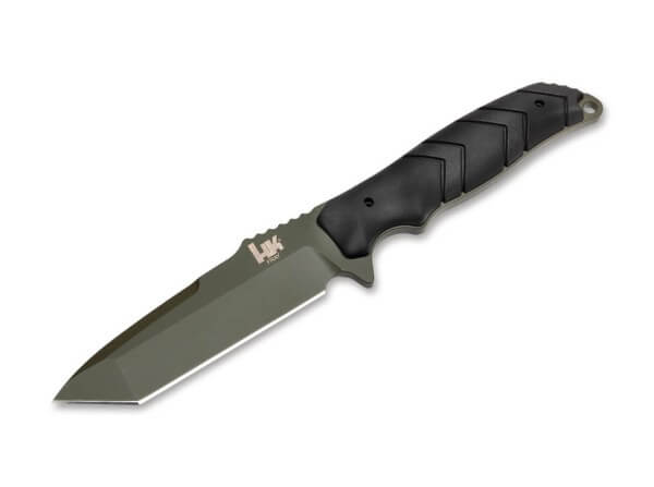 Feststehendes Messer, Schwarz, 154CM, Gummi