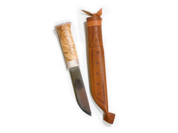Feststehendes Messer, Braun, Feststehend, Kohlenstoffstahl, Birkenholz