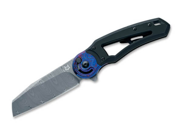 Taschenmesser, Schwarz, Flipper, Schieberiegel, Damast, Titan