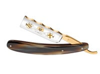 Rasiermesser, Braun, Kohlenstoffstahl, Horn Rasiermesser, Braun, Kohlenstoffstahl, Horn