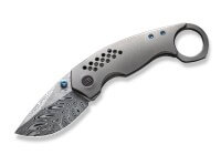 Taschenmesser, Grau, Daumenpin, Framelock, Damast, Titan Taschenmesser, Grau, Daumenpin, Framelock, Damast, Titan