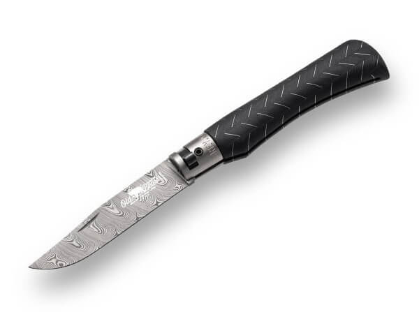 Taschenmesser, Schwarz, Nagelhau, Twist Lock, Damast, Aluminium