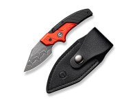 Feststehendes Messer, Rot, Damast, Aluminium Feststehendes Messer, Rot, Damast, Aluminium