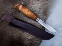 Feststehendes Messer, Braun, 12C27, Birkenholz Feststehendes Messer, Braun, 12C27, Birkenholz