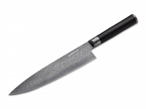 Kochmesser, Schwarz, Feststehend, Damast, Grenadillholz