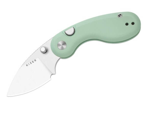 Taschenmesser, Grün, Daumenpin, Button Lock, 14C28N, G10