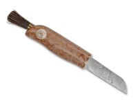 Feststehendes Messer, Braun, Damast, Maserbirkenholz Feststehendes Messer, Braun, Damast, Maserbirkenholz