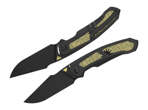 Taschenmesser, Gold, Daumenpin, Framelock, CPM-S-90V, Titan