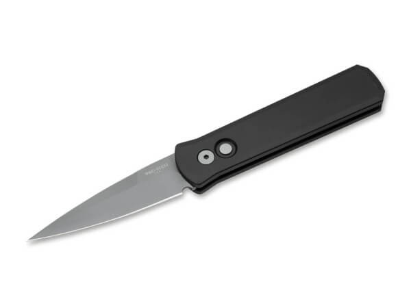Taschenmesser, Schwarz, Druckknopf, Button Lock, 154CM, Aluminium