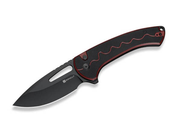 Taschenmesser, Rot, Flipper, Button Lock, 9Cr18MoV, G10