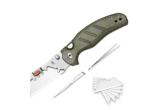 Taschenmesser, Grün, Daumenpin, Button Lock, 5Cr15MoV, Micarta