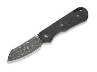 Taschenmesser, Schwarz, Daumenpin, Linerlock, Damast, Kohlefaser Taschenmesser, Schwarz, Daumenpin, Linerlock, Damast, Kohlefaser