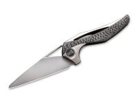 Taschenmesser, Grau, Flipper, Framelock, M390, Kohlefaser Taschenmesser, Grau, Flipper, Framelock, M390, Kohlefaser