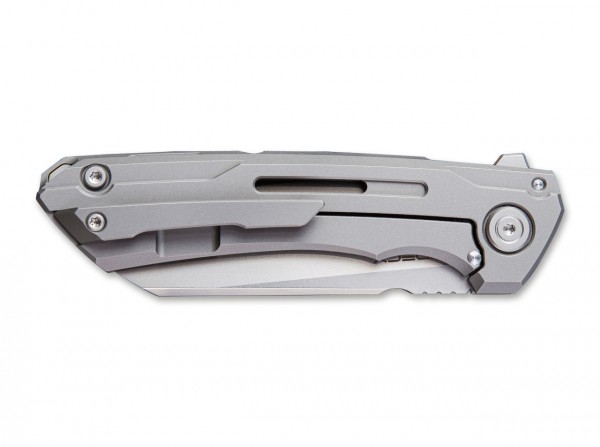 Taschenmesser, Grau, Flipper, Framelock, CPM-20CV, Titan